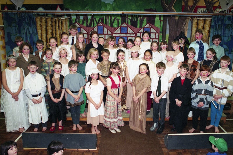 The school's annual pantomime in 1995 was Babes in The Woods. 
Let us know if you spot a familiar face.