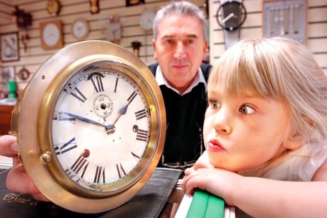 Collinson's jewellers in Crowtree Road is one of the city centre's most well-known shops, specialising in watch, clock and jewellery repairs since 1981. Pictured here is the time lord himself, Harry Collinson Snr with a ship's clock destined for The Adelaide with a young Adelaide Maddison who was named after the ship.