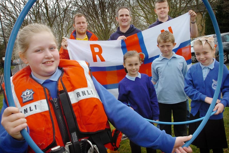 A sponsored hula hoop session in 2011 was great fun for these pupils who raised money for the RNLI.
Pictured are pupils Paige Gudgeon, Stevie Laws-Watson, Stephen Troupe and Olivia Wild with Lifeguard supervisor, Gavin Hughes and RNLI staff Ian Cubit and Andy Glendinning.