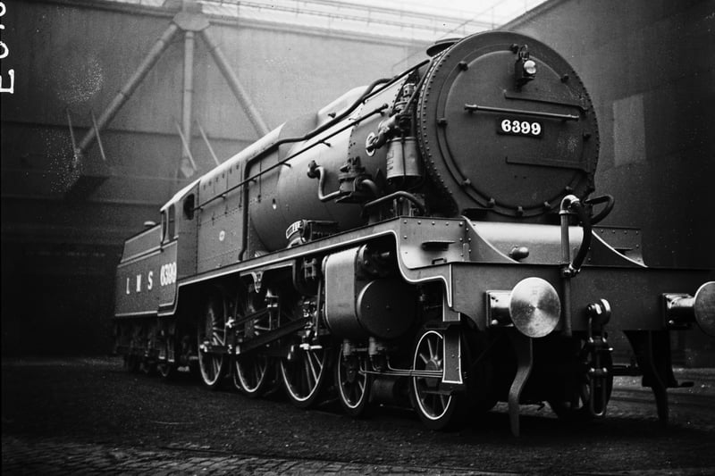 The newly-built locomotive 6399 'Fury', of the London Midland and Scottish Railway, Glasgow, December 1929. The Fury was an experimental express passenger locomotive using a high pressure steam boiler system, which proved impractical and led to the locomotive being laid up until 1935. It was then rebuilt with a conventional boiler to become 6170 British Legion.
