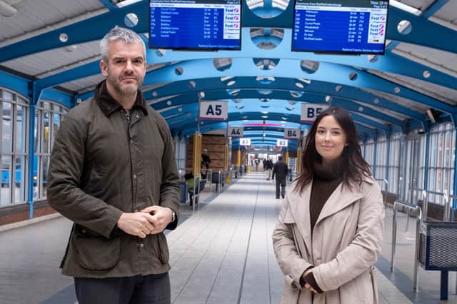 The Sheffield Star is asking the Government to Back Our Buses, in a campaign in partnership with Mayor Oliver Coppard. Photo: Mr Coppard and The Star reporter Kirsty Hamilton.