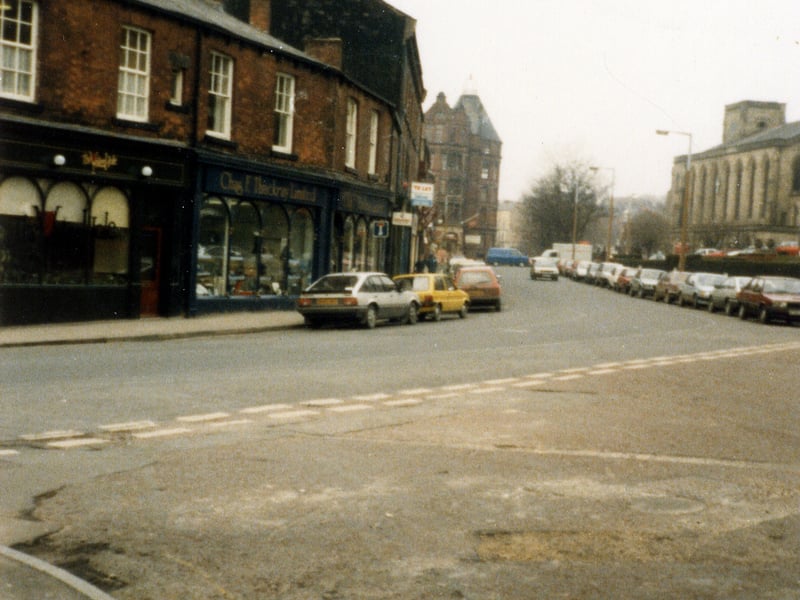 Great George Street seen from the junction with Portland Street. St. George's Church is on the right.