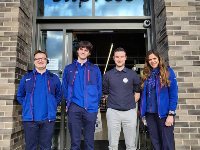 Staff at the new Tesco Express store on Trafalgar Street in Sheffield city centre