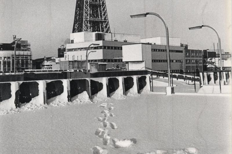 Blackpool Tower 1979 in the snow