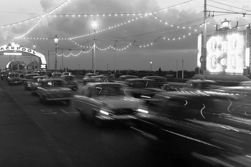 Traffic along the Illuminations on Blackpool Promenade in September 1960 was, according to Publicity Director Harry Porter, "the busiest lights weekend we have ever known"