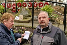 Stuart Carvell, left, and Terry Newton, of the RAF Association at the revamped Mi Amigo memorial in Endcliffe Park.