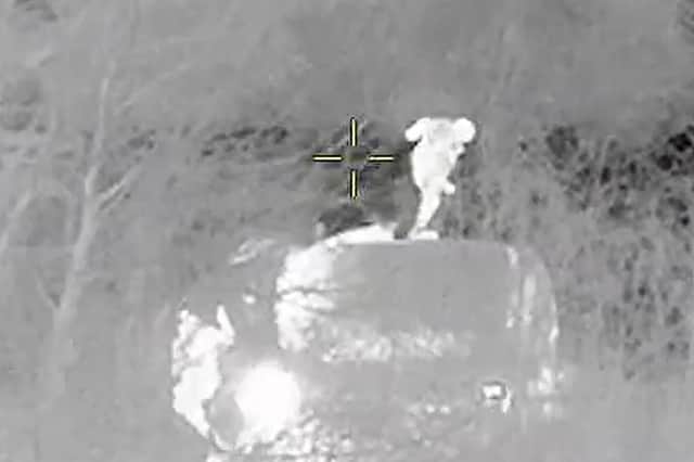 Thermal imaging shows two suspects abandoning a car in Sheffield woodland during a dramatic police chase