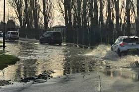 Flooding on Shiregreen Lane, Sheffield, near the entrance to Concord Sports Centre, on Sunday, January 28. Yorkshire Water said a burst water main  may have left some customers in the area without water or with low water pressure.