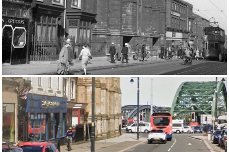 Bridge Street in an undated Echo archive photo, and again in this Google Maps scene from August 2023.