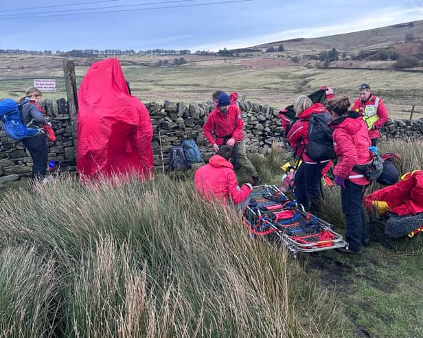 An injured walker was saved from the Moscar Estate in Hope Valley by Edale Mountain Rescue team. Photo: Edale Mountain Rescue Team
