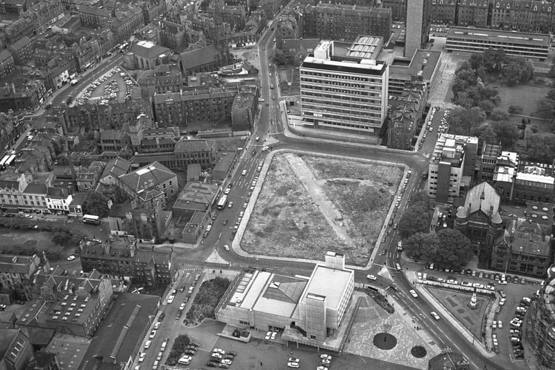 An aerial view of the then recently built Edinburgh University buildings beside the McEwan Hall in Edinburgh, June 1972.