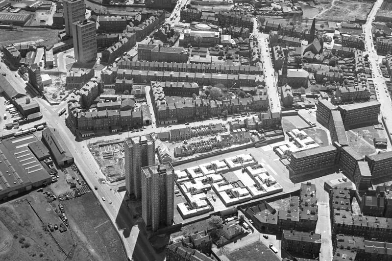 Aerial photo of Leith, Edinburgh, taken in May 1977, showing Forth House.