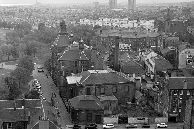 Aerial photo showing Leith Academy in October 1977.
