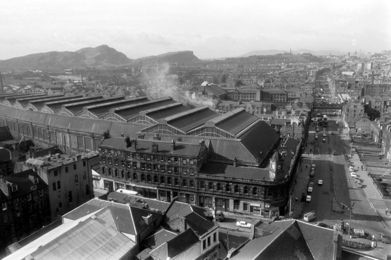 Overview of the Central Station site at Leith in May 1972, with the disused station later the location of a key scene in the Trainspotting series of novels by Irvine Welsh and in the T2 Trainspotting movie, when Begbie's dad makes an appearance.