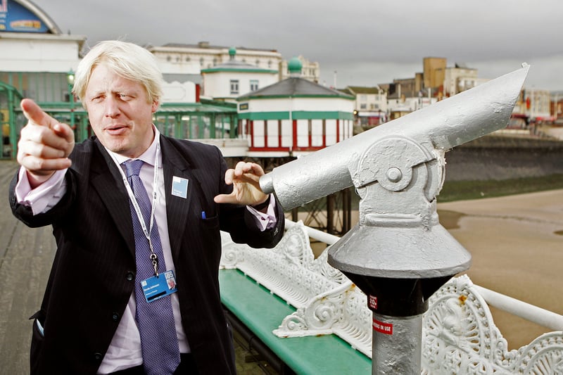 Boris Johnson is seen on the North Pier on October 3, 2005 during the Tory conference