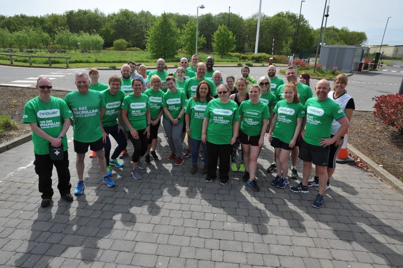 What a line-up of keen Npower runs. They all took part in a sponsored 5k run six years ago.