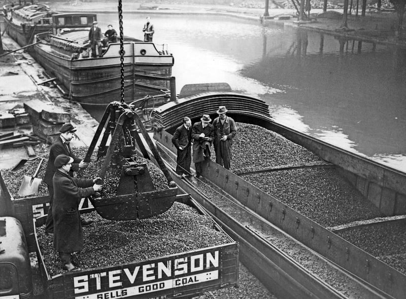 Coal barges in Sheffield in 1942