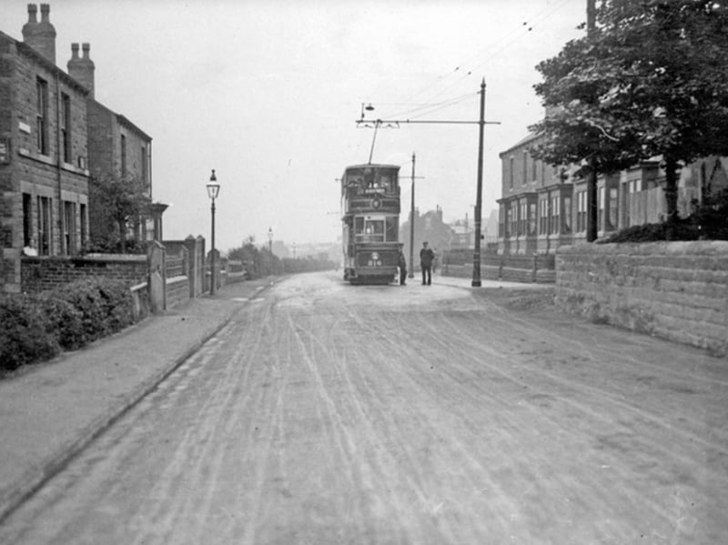 Middlewood tram terminus,  on Middlewood Road, Hillsborough, with tram number 316 pictured, some time between 1900 and 1919. The tram was in service between 1914 and 1937.