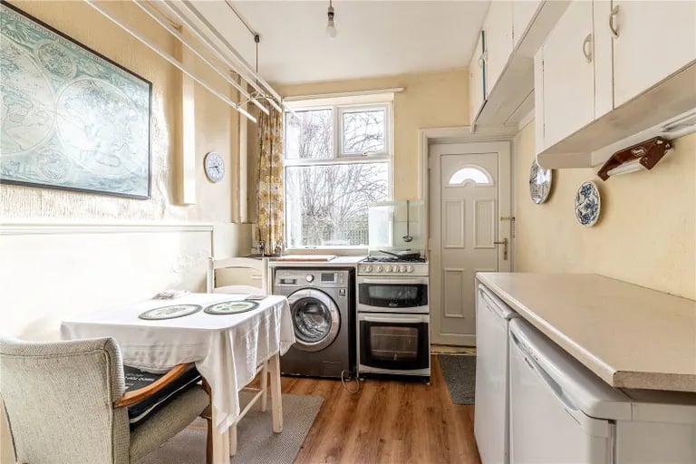 The kitchen is in need of modernisation with lots of potential to create a luxurious modern room.