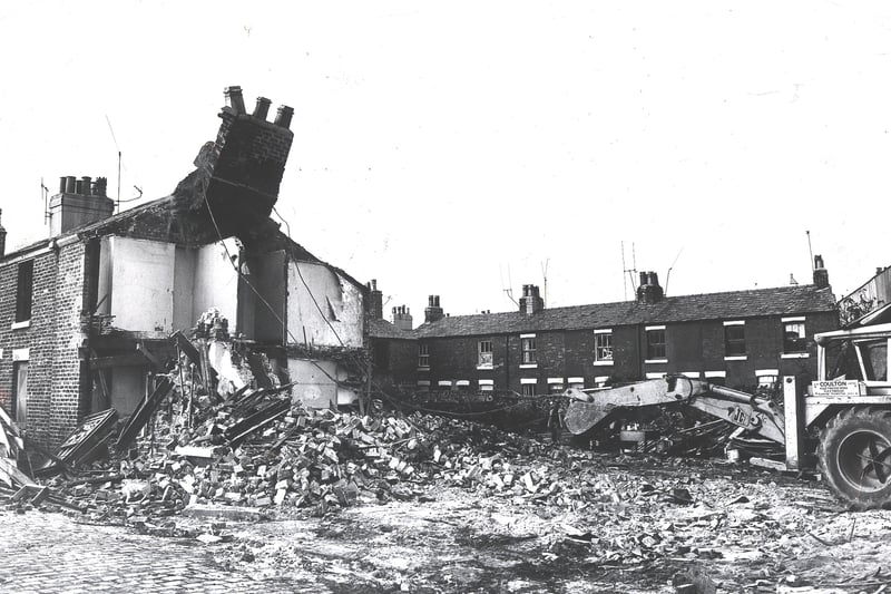 Changing times: Old property gets the demolition treatment near Custom House Lane, Fleetwood in 1966