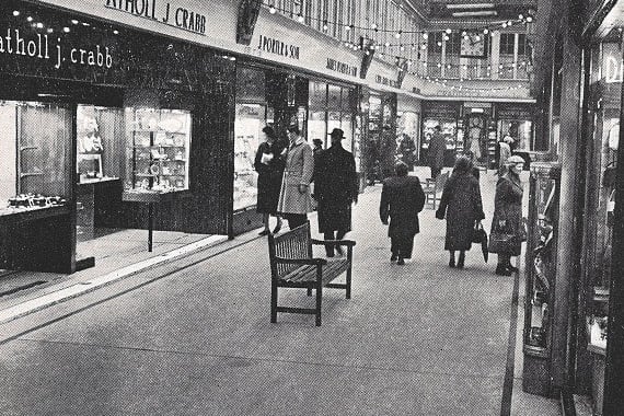 A look inside Argyle Arcade in 1960 which was one of Scotland's earliest shopping arcades. 