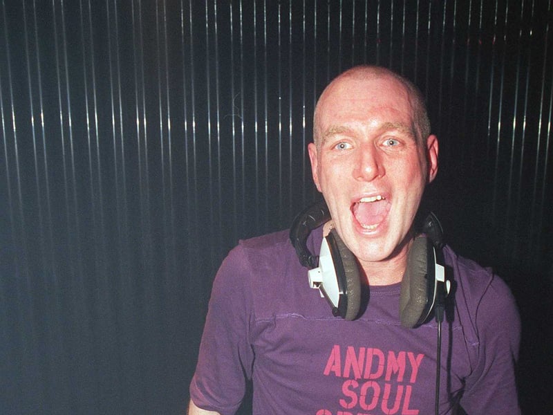 Stoke DJ Kelvin Andrews (He's from Stoke and he aint no joke) keeps the dancefloor full in the upstairs room at the newly opened nightclub Bed (formerly the Music Factory), on London Road, Sheffield, in 2000