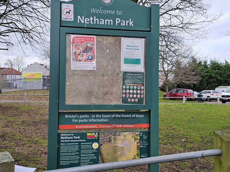 The community boards near the entrances contain information on the park and events happening in the nearby area.
