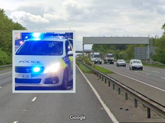 Traffic was halted on the M18, pictured, as police pursued a car travelling against the traffic on the wrong side of the carriageway between Rotherham and Doncaster. Picture: Google / National World