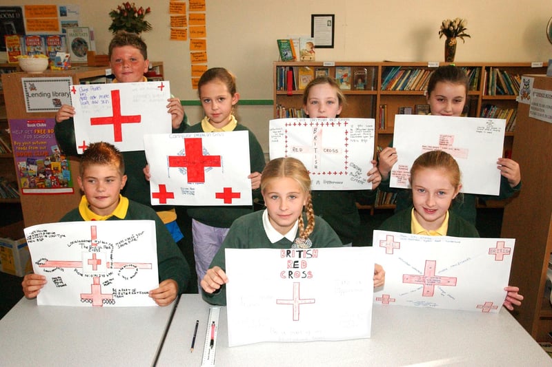 These pupils were looking at the work of the Red Cross in October 2004.
