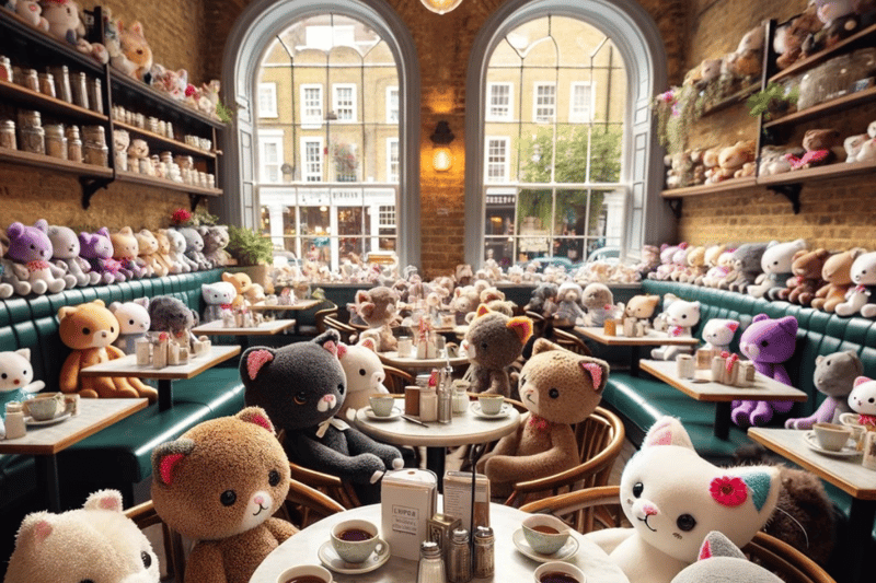 Jellycats taking over a London cafe.