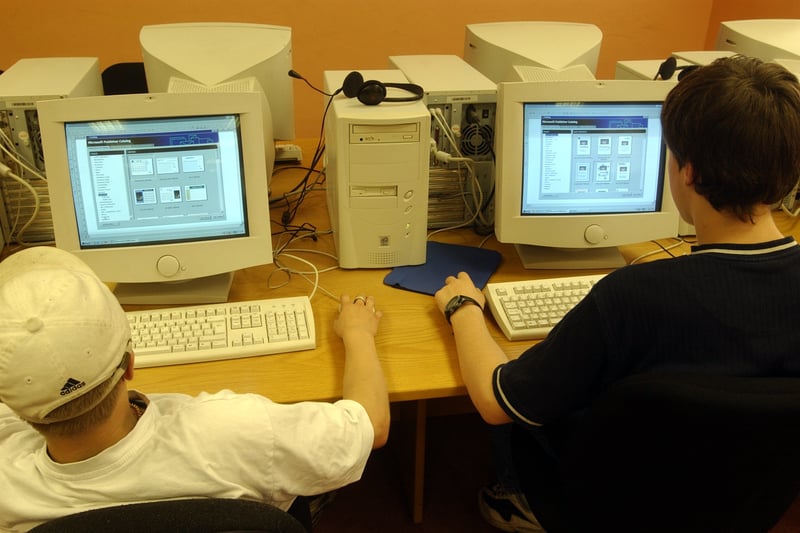 Students on computers at The Hunslet Boys Club pictured in June 2003.