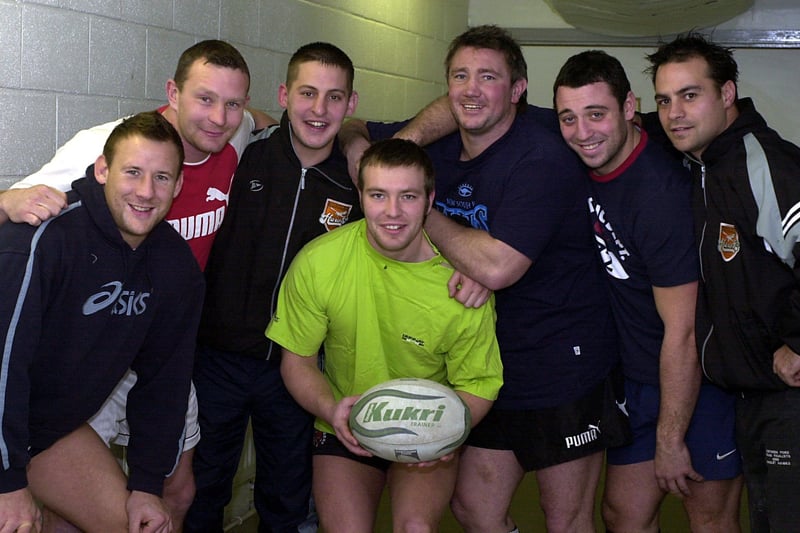 Hunslet Hawks new signings in December 2003. Pictured, from left, are  Leigh Deakin, Paul Gleadhill, Chris Ross, Nathan Pincher, Craig Booth, Ryan  Angus and Latham Tawhai (captain).