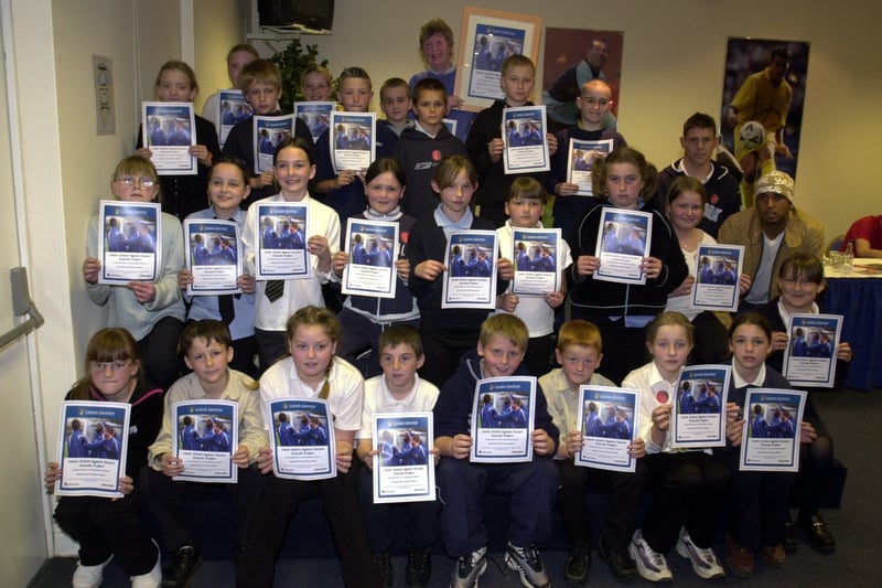 Hunslet Carr Primary School at the Show Racism the Red Card awards at Elland Road in  April 2003. 