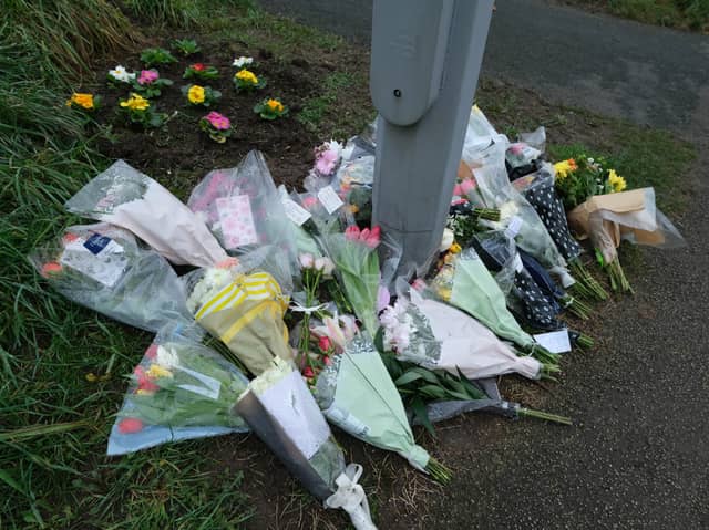 Flowers left at the scene of the fatal collision at Donetsk Way in Sheffield, paying tribute to Ellie. Picture: Dean Atkins, National World.