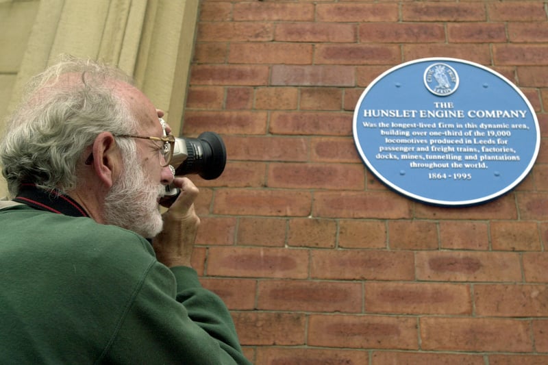 One for the album for railway enthusiast Mike Swift as Leeds Civic Trust unveiled a blue plaque  at the site of the old Hunslet Engine Company  in September 2003.