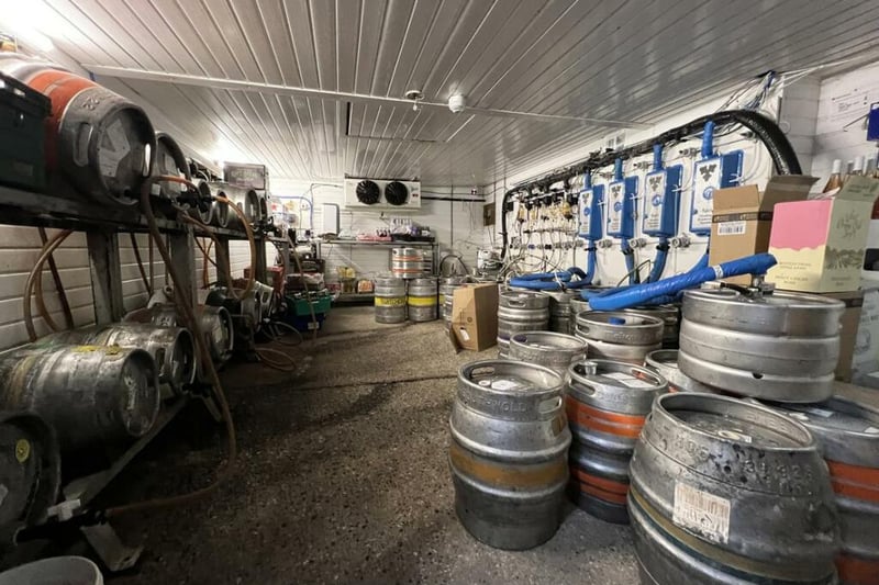 The beer cellar provides enough space to store a number of kegs and casks.