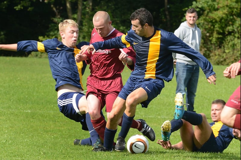 Back to 2014 when former Sunderland football player Julio Arca was signed to play for Willow Pond - in action against Hylton Road Carpets.