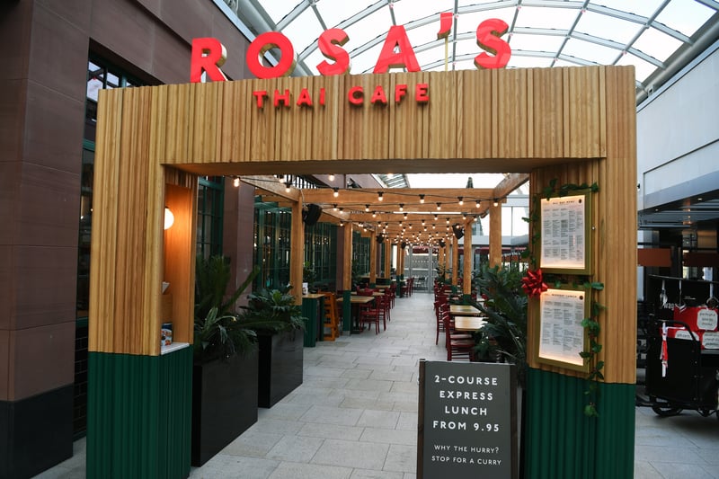 Rosa's Thai Cafe, located in Trinity Leeds, has a rating of 4.5 stars from 485 Google reviews. A customer at Rosa's Thai said: "Excellent food and service. The Khao Pad and Pad thai were top notch, and the popcorn shrimp came as icing on the cake. Really satisfied!"

