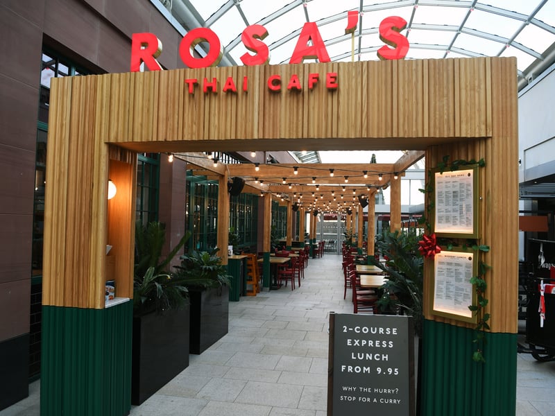 Rosa's Thai Cafe, located in Trinity Leeds, has a rating of 4.5 stars from 485 Google reviews. A customer at Rosa's Thai said: "Excellent food and service. The Khao Pad and Pad thai were top notch, and the popcorn shrimp came as icing on the cake. Really satisfied!"

