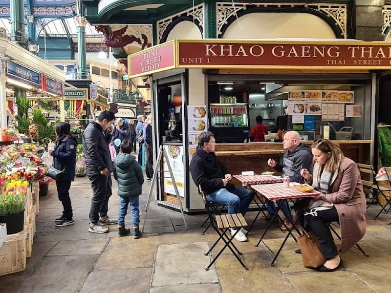 Khao Gaeng Thai, located in Kirkgate Market, has a rating of 4.4 stars from 84 Google reviews. A customer at Khao Gaeng Thai said: "Came for food with my grandma and would highly recommend! By far the best Thai food in Leeds and we both really enjoyed our meals. The Pad Kee Mao is my favourite and my grandma got the Khao Pad which was also really yummy! Hidden gem in Kirkgate Market- a must try!!"