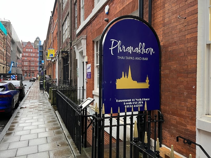 Phranakhon, located in York Place, has a rating of 4.6 stars from 287 Google reviews. A customer at Phranakhon said: "Cosy basement Thai tapas restaurant with  pleasing soft tone lighting and decor. Had crispy pork belly and Tom Yam Kung, both excellently prepared, very tasty."