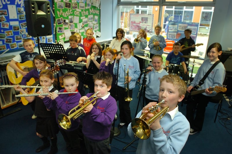 These pupils were celebrating a grant from Music Youth to help develop musical talent at the school.