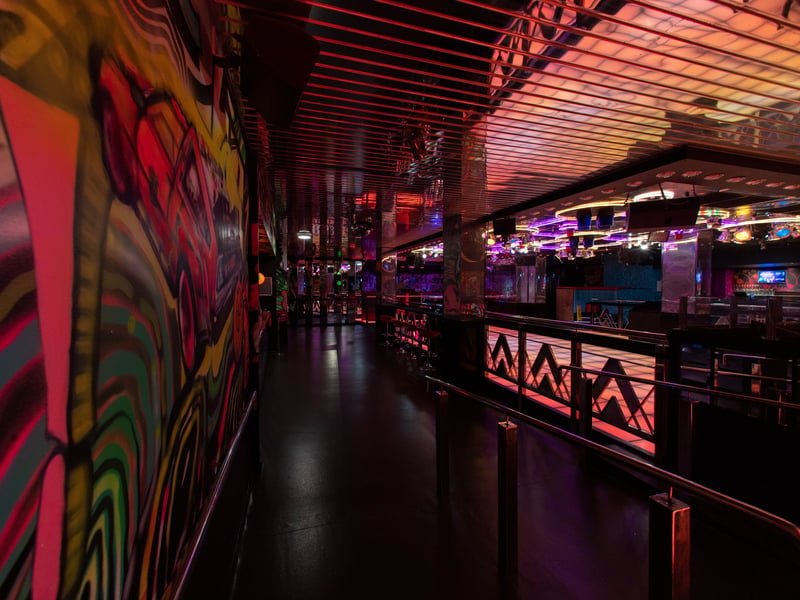An interesting colour palette provided a backdrop for revellers.