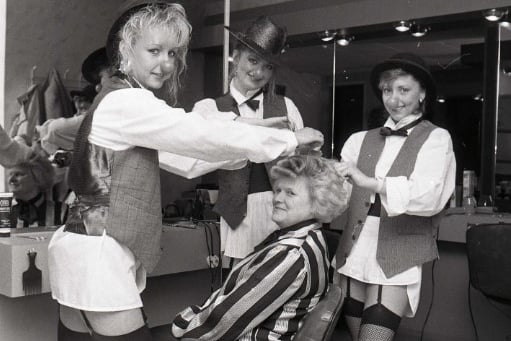 Hair Today of Houghton where staff were doing styles for Comic Relief in 1988.