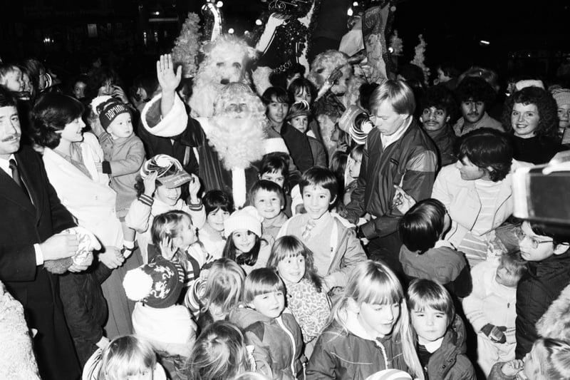 Santa Claus meets the children when he arrives at Jenners department store in Edinburgh in November 1984