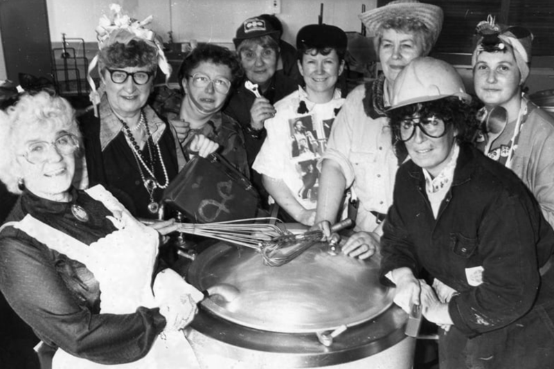 A March 1991 scene and it shows St Oswald's cooks and cleaners having fun for Conic Relief. Pictured are Olive Ward, Isabelle Titterington, Sandara Oxberry, Jean Park, Margaret Henderson, Jessie Morris, Carol Robinson and Jennifer Campbell. Can you tell us more about this event? 