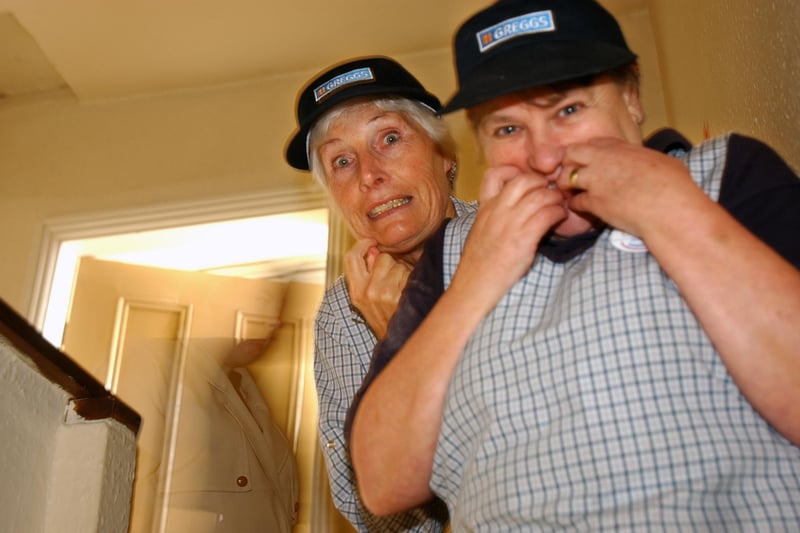 Margaret Barrows and Chris Emmerson were spooked by the ghost in the Fulwell branch in this photo from 2004.