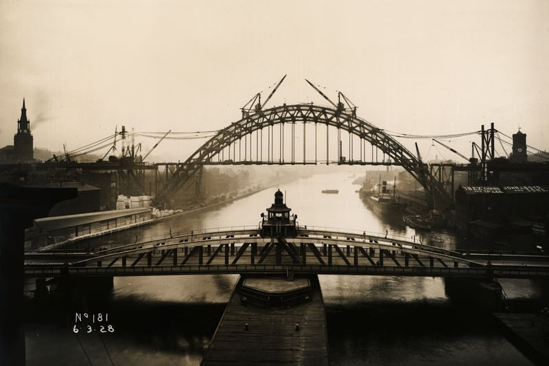 View of the Tyne Bridge from the High Level Bridge, 6 March 1928