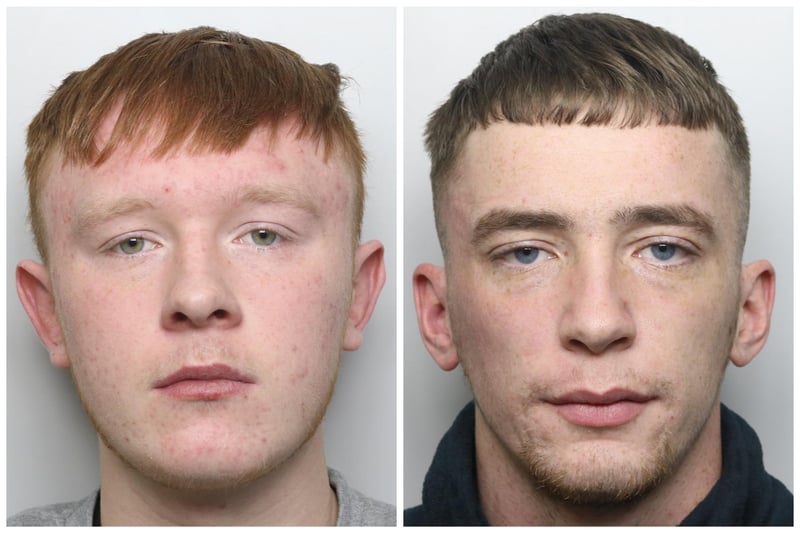 Courton Durcan, 19, of Rossefield Drive, Bramley, and Harrison Hawkins, 21, of Third Avenue, Armley, were jailed for 18 months and banned from driving for two years and nine months, after pleading guilty to aggravated vehicle taking, fraudulently using a false registration plates and dangerous driving. Driving a car that had been stolen in a burglary, they smashed into a learner driver in Bramley before trying to flee.