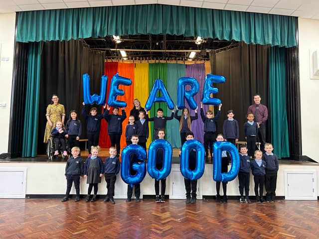 Pupils at Rainbow Forge Primary Academy, in Beighton Road, celebrate their 'Good' rating from Ofsted in January 2024. 